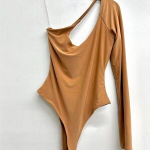 Asymmetrical Tan Bodysuit